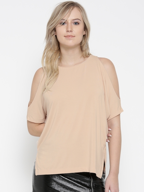 

FOREVER 21 Women Beige Solid Top