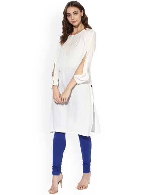 

Juniper Women White Solid Straight Kurta