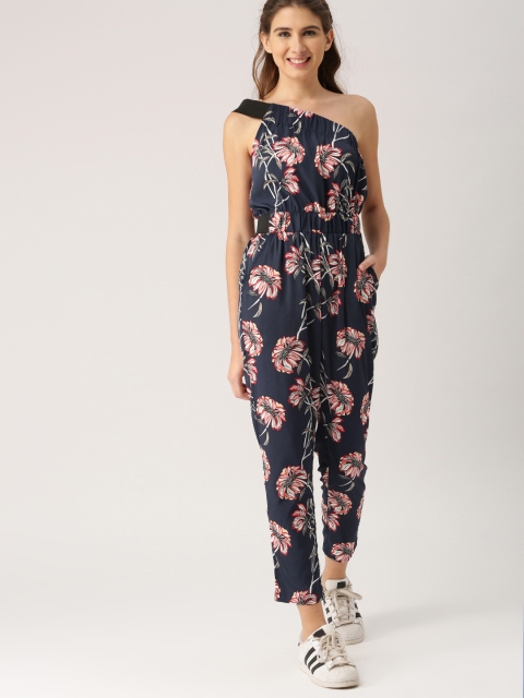 

DressBerry Navy Blue Printed Basic Jumpsuit