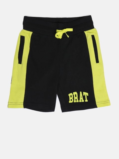 

Flying Machine Boys Black & Yellow Slim Fit Regular Shorts
