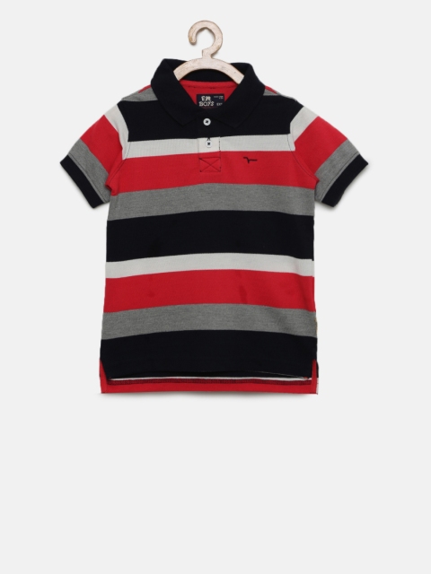 

Flying Machine Boys Black Striped Polo Collar T-shirt