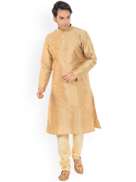 

DEYANN Men Beige & Cream-Coloured Solid Kurta with Churidar
