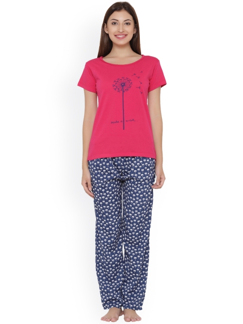 

Clovia Pink & Blue Printed Lounge Set LS0193P08XL