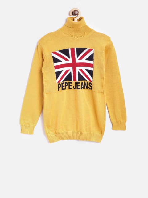 

Pepe Jeans Boys Mustard Yellow Self Design Sweater