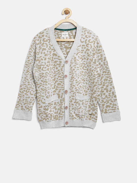 

Pepe Jeans Girls Grey Melange Patterned Cardigan