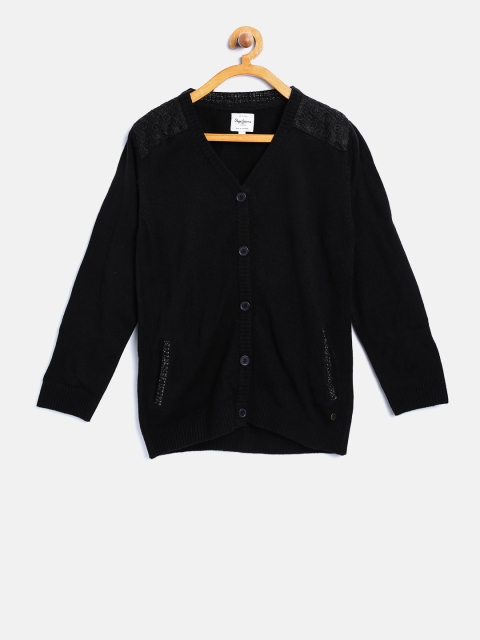 

Pepe Jeans Girls Black Solid Cardigan