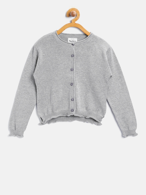 

Pepe Jeans Girls Grey Melange Solid Cardigan