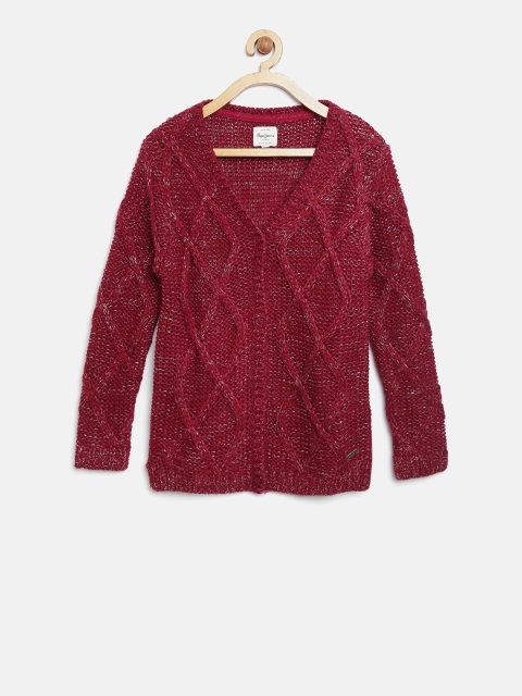 

Pepe Jeans Girls Red Cable Knit Cardigan