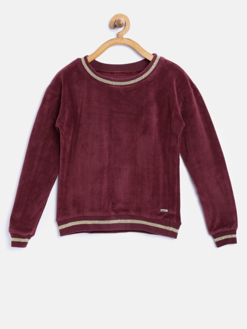 

Pepe Jeans Girls Burgundy Solid Sweatshirt
