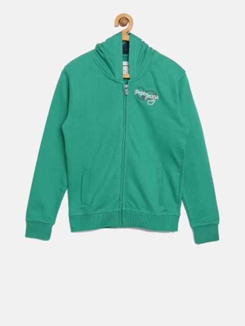 

Pepe Jeans Girls Green Solid Hooded Sweatshirt