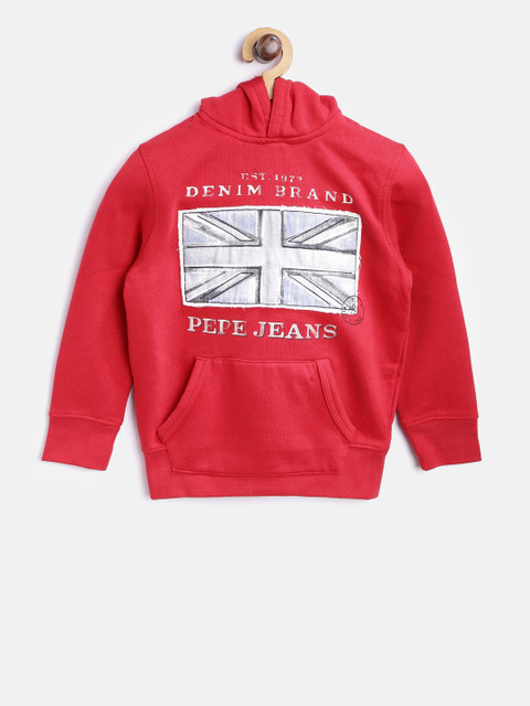 

Pepe Jeans Boys Red Printed Hooded Sweatshirt