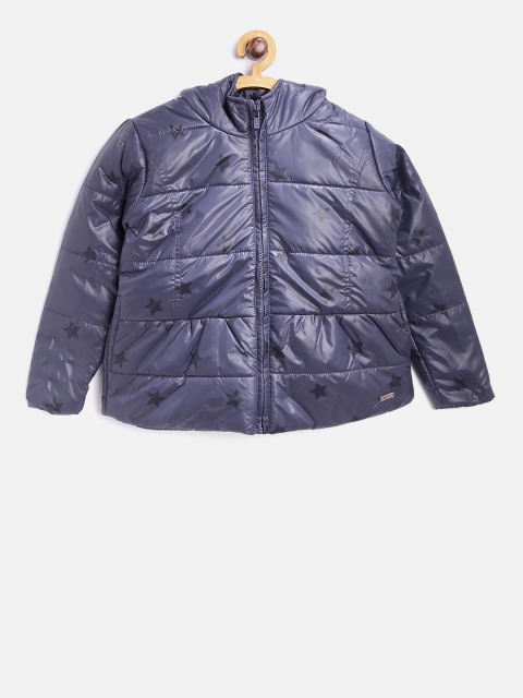 

Pepe Jeans Girls Navy Star Print Hooded Padded Jacket, Navy blue