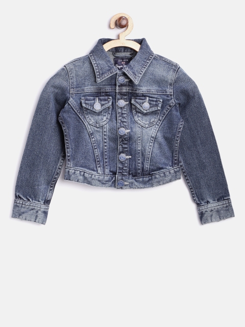 

Pepe Jeans Girls Navy Solid Denim Jacket, Navy blue