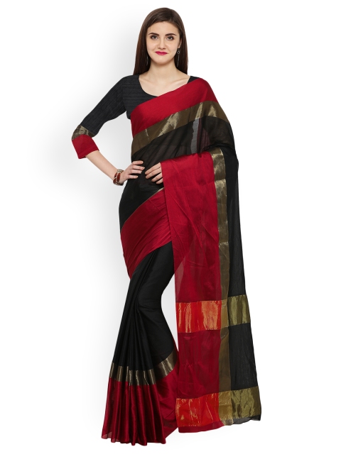 

Satrani Black & Red Poly Silk Solid Saree