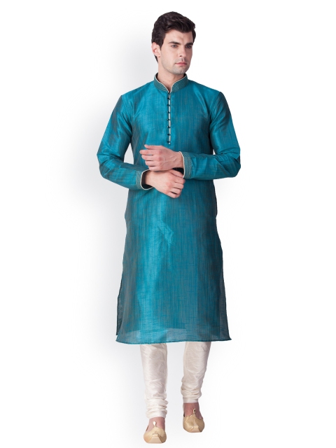 

SYONN Men Blue Solid Straight Kurta
