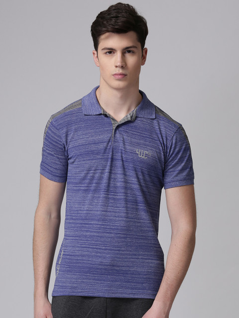 

YWC Men Blue Solid Polo Collar T-shirt