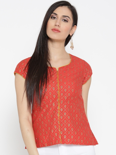 

Biba Women Red Printed Ethnic Top