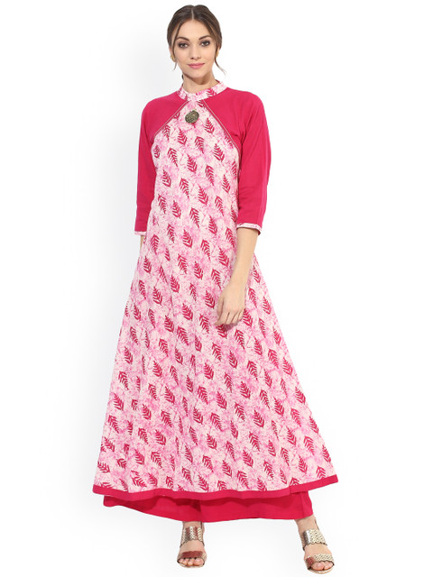 

Get Glamr Women Pink Printed A-Line Kurta