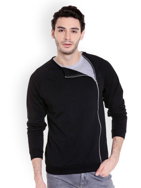 

Campus Sutra Men Black Solid Sweatshirt