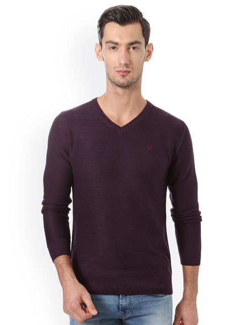 

Allen Solly Men Purple Solid Pullover Sweater