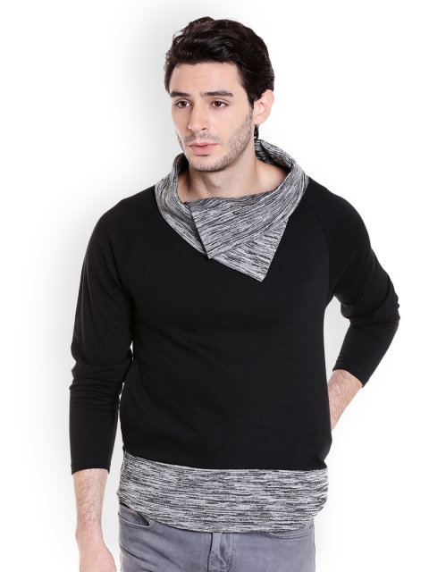 

Campus Sutra Men Black Solid Sweatshirt