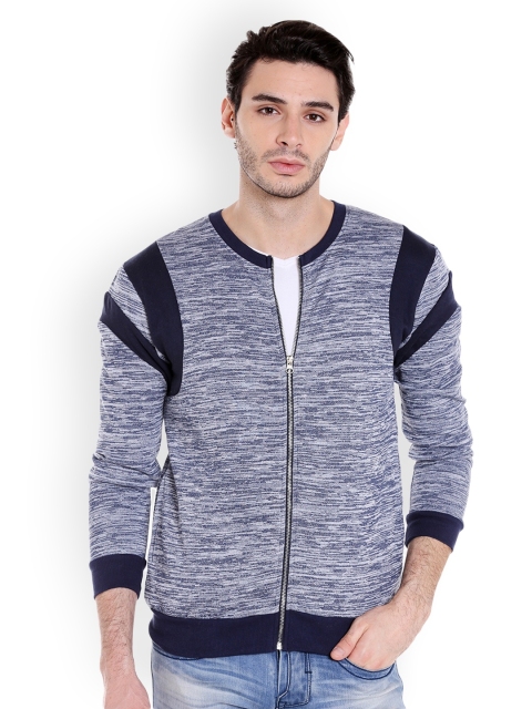 

Campus Sutra Men Blue Self-Design Bomber Jacket