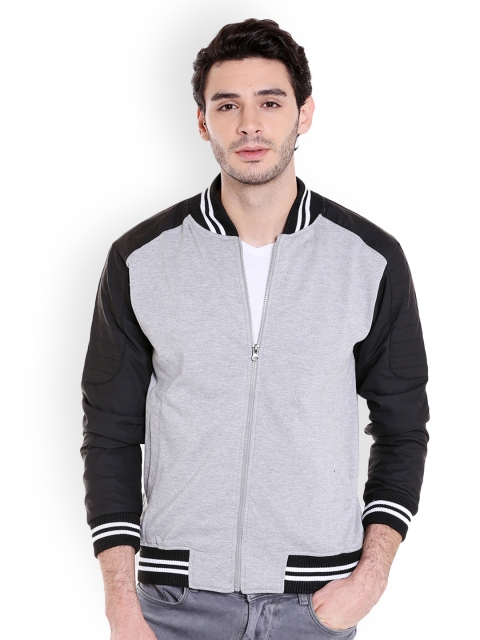 

Campus Sutra Men Grey Solid Bomber Jacket