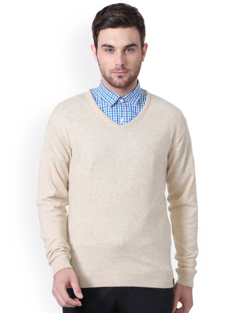 

Peter England Casuals Men Beige Self-Design Pullover