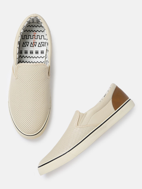 

Mast & Harbour Men Beige Slip-On Sneakers