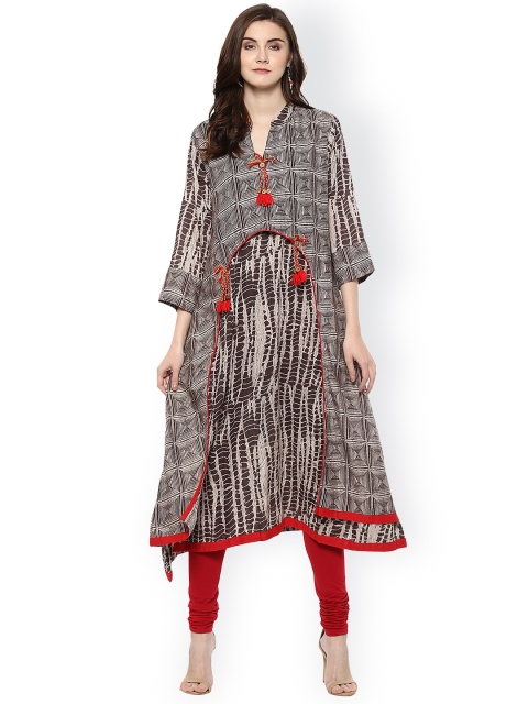 

La Firangi Women Brown Printed Layered A-Line Asymmetric Kurta