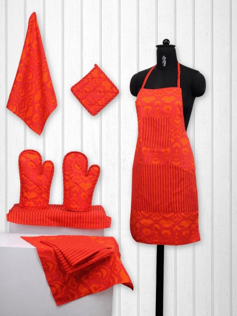 

SWAYAM Unisex Orange Printed Cotton Kitchen Linen Set