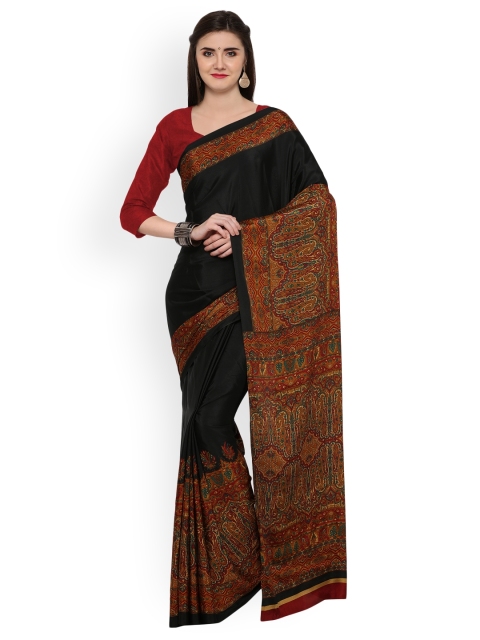 

Ligalz Black Solid Poly Crepe Saree