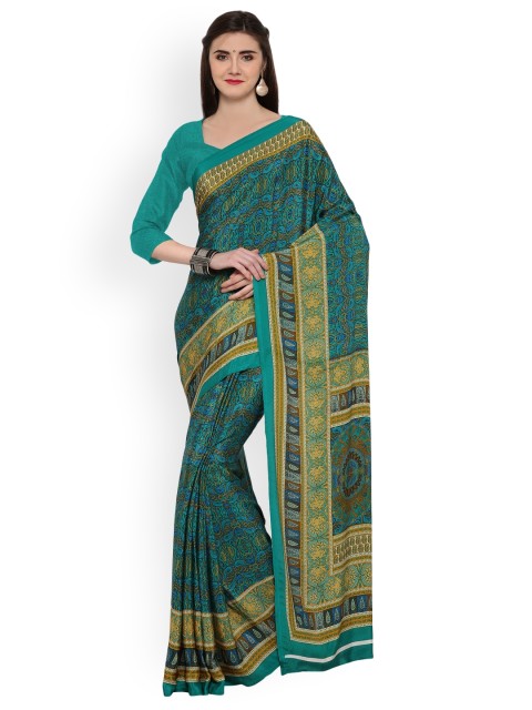 

Ligalz Green Printed Crepe Saree