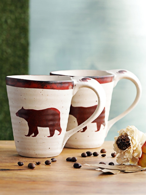 

MIAH Decor Off-White Set of 2 Printed Ceramic Coffee Mugs