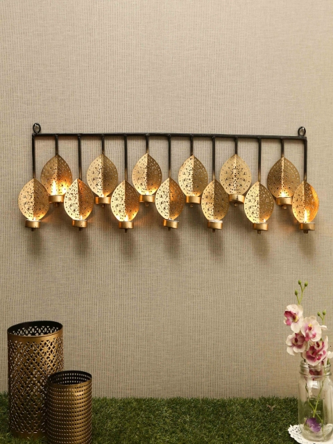 

Unravel India Gold-Toned & Black Wall Candle Holders