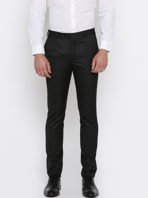 

Parx Men Black Slim Fit Self-Design Formal Trousers