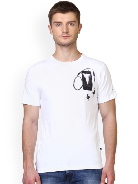 

Parx Men White Printed Round Neck T-shirt