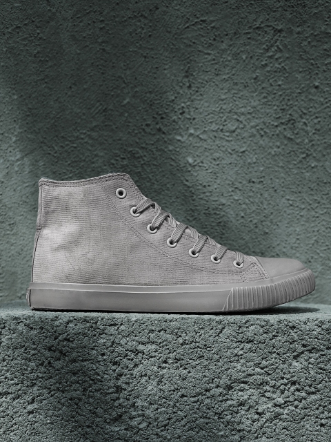

Roadster Men Grey Solid Synthetic Mid-Top Sneakers