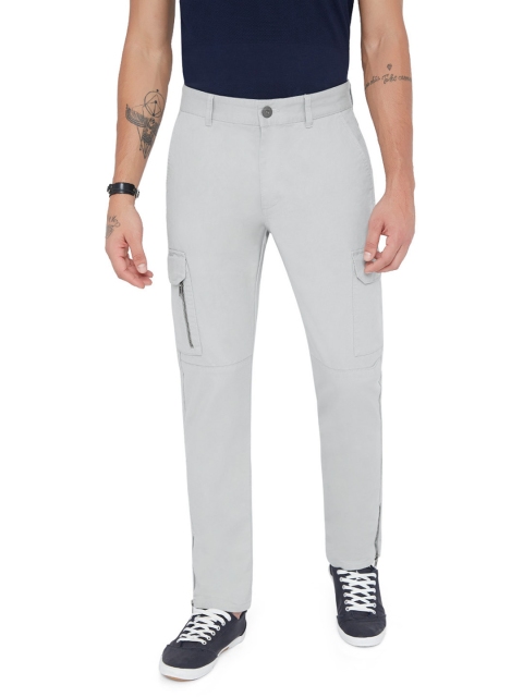 

Breakbounce Men Grey Smart Slim Fit Solid Cargos