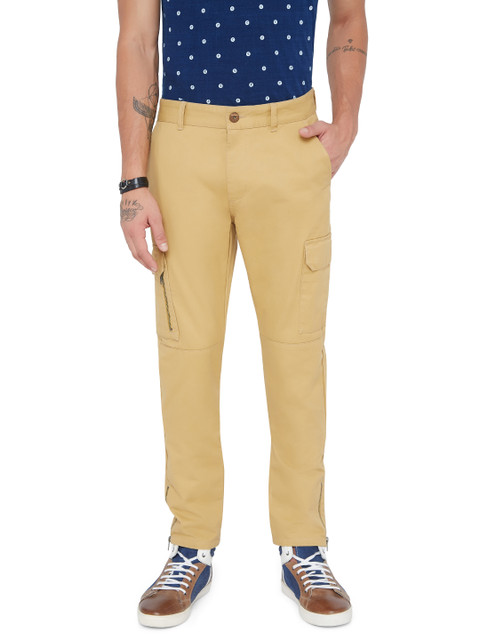 

Breakbounce Men Beige Smart Slim Fit Solid Cargos