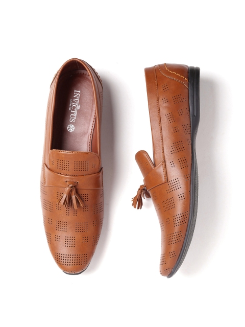 

INVICTUS Men Tan Brown Perforated Tasselled Semiformal Slip-Ons