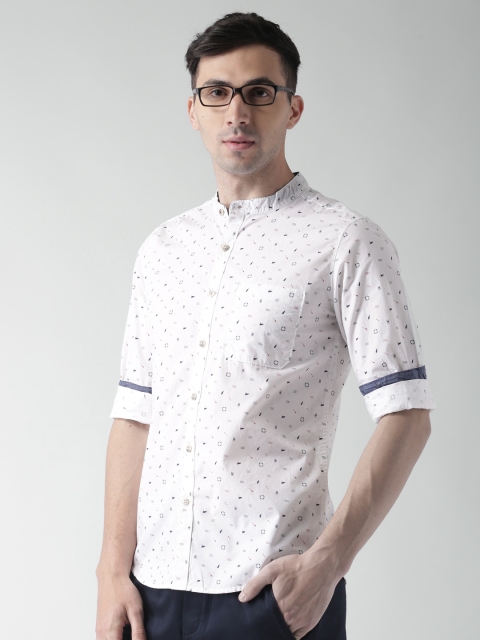 

Harvard Men White Regular Fit Printed Casual Shirt