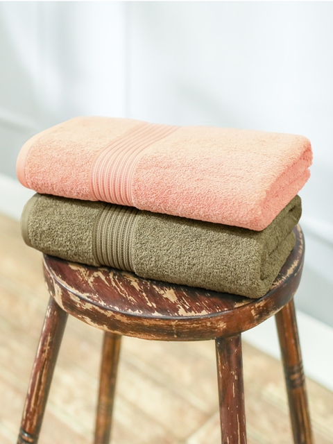 

swiss republic Set of 2 Cotton 600 GSM Bath Towel, Peach