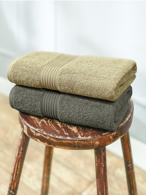 

swiss republic Set of 2 Cotton 600 GSM Bath Towel, Green