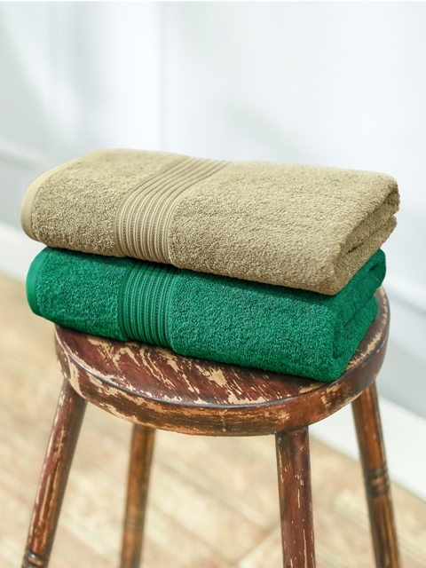 

swiss republic Set of 2 Cotton 600 GSM Bath Towel, Green