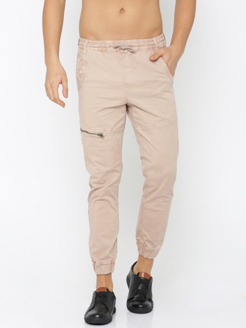 

RDSTR Men Peach-Coloured Regular Fit Solid Joggers