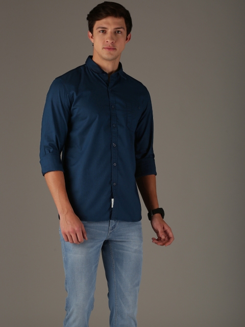 

Flying Machine Men Navy Blue Regular Fit Solid Casual Shirt