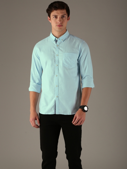 

Flying Machine Men Turquoise Blue Regular Fit Solid Casual Shirt