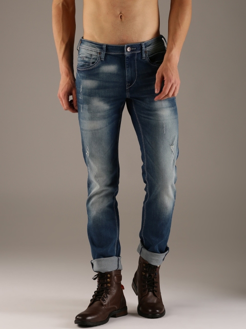 

Flying Machine Men Blue Micheal Slim Fit Mid-Rise Mildly Distressed Stretchable Jeans