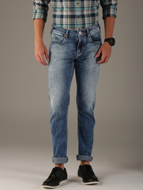 

Flying Machine Men Blue Michael Tapered Fit Mid-Rise Low Distress Stretchable Jeans